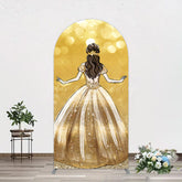 Lofaris Golden Princess Dress Bokeh Birthday Arch Backdrop